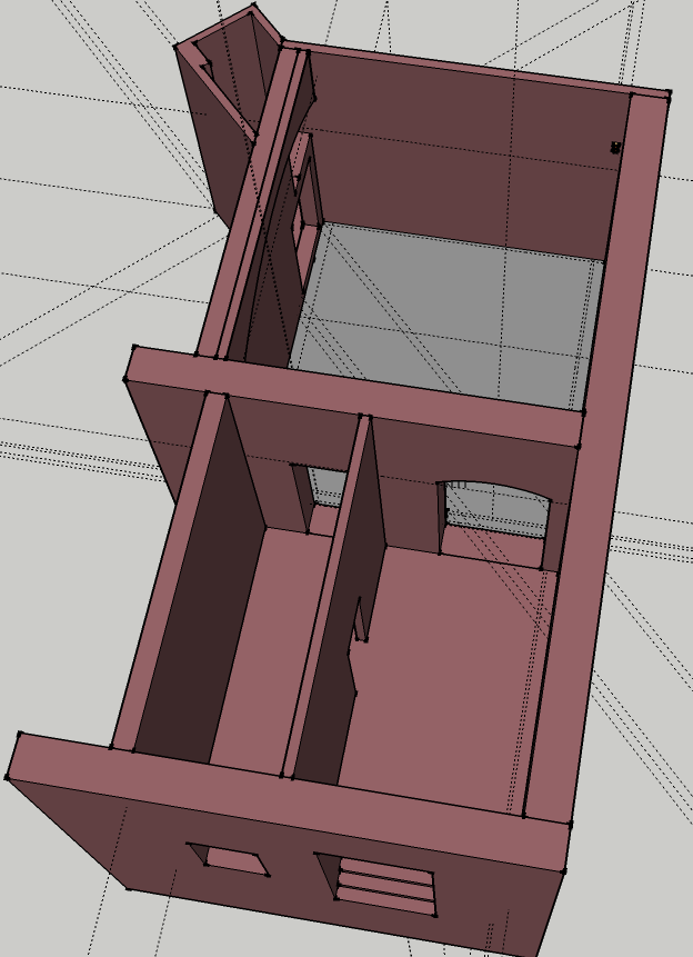 Abbildung 6.3: 3D Modell der Grundsubstanz; der größte der drei Räume wurde schallisoliert.