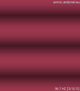 Abbildung 6.1.1.2: Die Druckverteilung der 3-0-0 Mode. (Schwarz = geringerer Druck)Oben und unten ist die vordere und hintere Wand vom Eingang aus betrachtet.[Screenshot des Raummoden Rechners amroc]